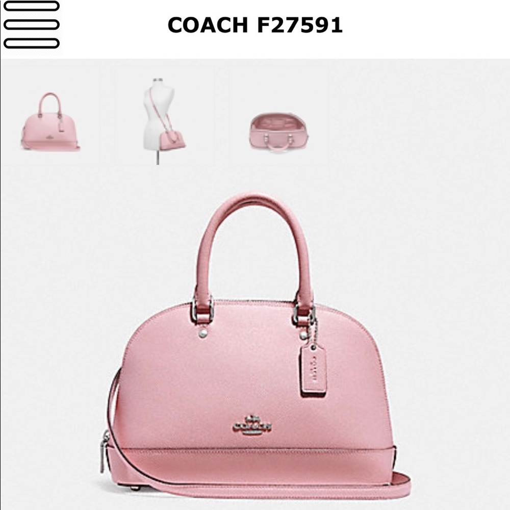 Coach Crossgrain leather Mini Sierra Satchel (SIlver/Blush 2)